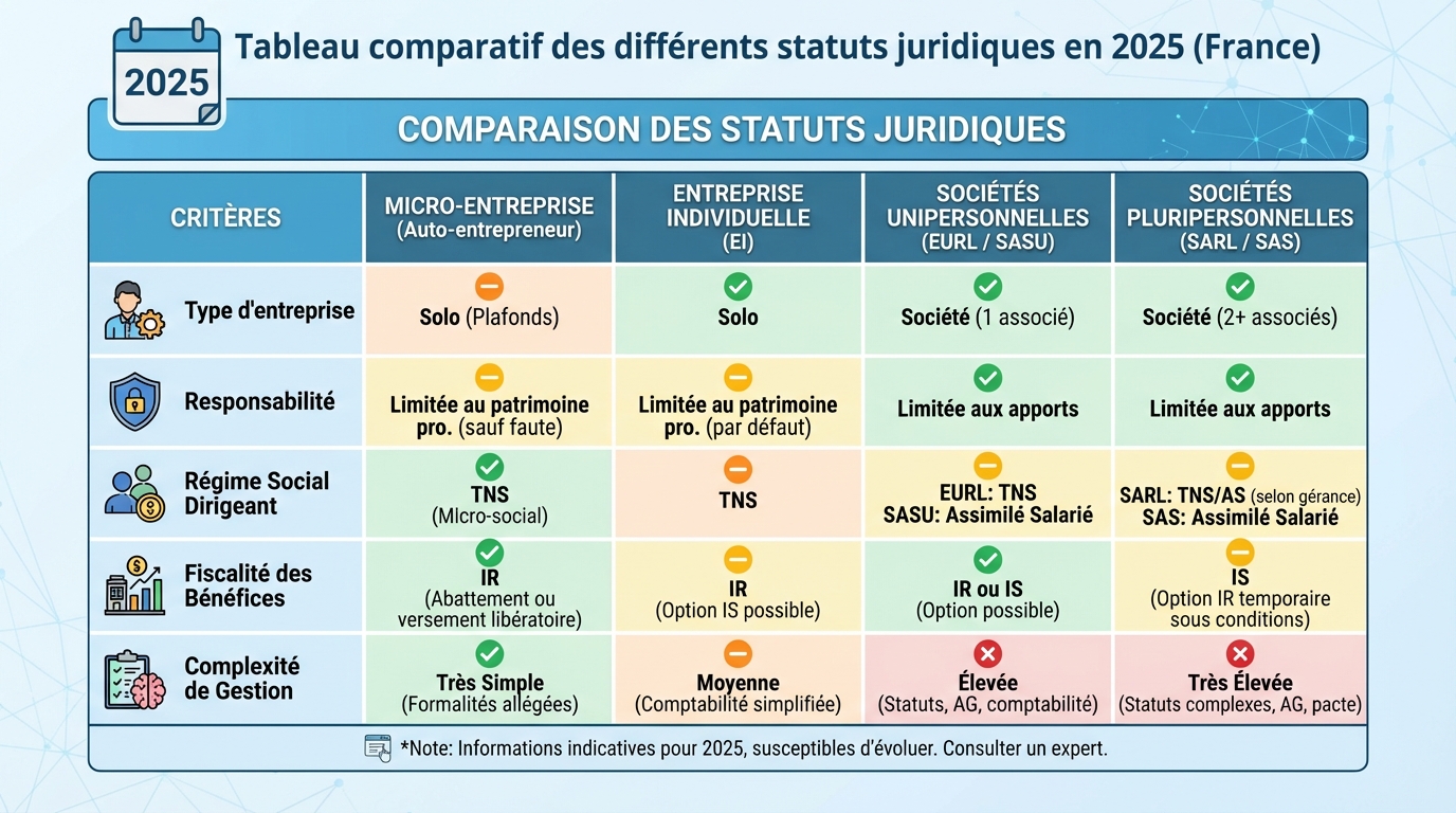 Tableau comparatif des statuts juridiques